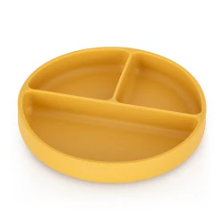 PETITE&MARS Silikonowy talerzyk z przegródkami okrągły Take&Match Intense Ochre 6m+