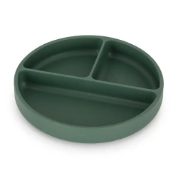PETITE&MARS Silikonowy talerzyk z przegródkami okrągły Take&Match Misty Green 6m+