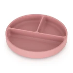 PETITE&MARS Silikonowy talerzyk z przegródkami okrągły Take&Match Dusty Rose 6m+