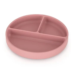 PETITE&MARS Silikonowy talerzyk z przegródkami okrągły Take&Match Dusty Rose 6m+