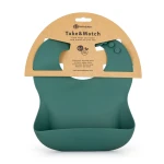 PETITE&MARS Silikonowy śliniak Take&Match Misty Green 6m+