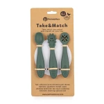 PETITE&MARS Zestaw silikonowych łyżeczek do nauki jedzenia 3 szt. Take&Match Misty Green 6m+