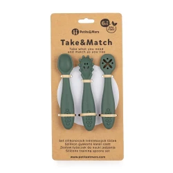PETITE&MARS Zestaw silikonowych łyżeczek do nauki jedzenia 3 szt. Take&Match Misty Green 6m+