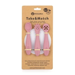 PETITE&MARS Zestaw silikonowych łyżeczek do nauki jedzenia 3 szt. Take&Match Dusty Rose 6m+