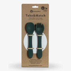 PETITE&MARS Silikonowe sztućce TAKE&MATCH Misty Green 6m+