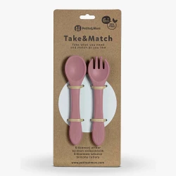 PETITE&MARS Silikonowe sztućce TAKE&MATCH Dusty Rose 6m+