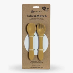PETITE&MARS Silikonowe sztućce TAKE&MATCH Intense Ochre 6m+