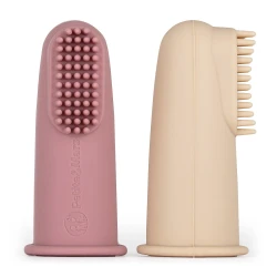 PETITE&MARS Zestaw silikonowych szczoteczek na palec Rose&Sand 2 szt. 0m+