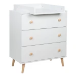 YOONCO Komoda 3 szuflady z przewijakiem biel+buk 