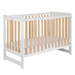 YOONCO Łóżeczko drewniane 60x120 IWI białe-buk