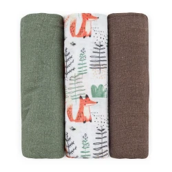 PETITE&MARS Pieluszki z muślinu bambusowego 3 szt MoussyForest fox 68 x 68 cm 