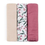 PETITE&MARS Pieluszki z muślinu bambusowego 3 szt Moussy pink 68x68cm