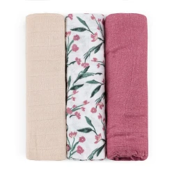 PETITE&MARS Pieluszki z muślinu bambusowego 3 szt Moussy pink 68x68cm