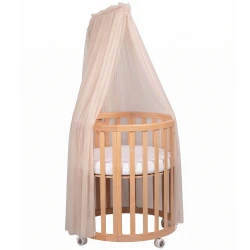 Espiro Baldachim na drewnianym stelażu do łóżeczka OASIS light wood+ beż